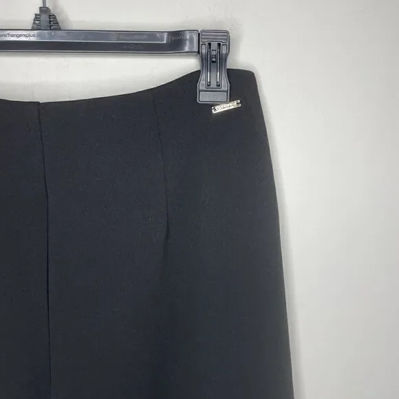 TAHARI Dress Pants Womens 8 Solid Black Flat Front Wide Straight Leg Stretch - Picture 2 of 8